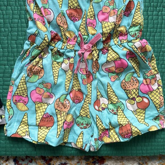 NEW Spotted Zebra 2 Shorts Rompers Girl S 6/7 Cat & Ice Cream Cones Thick Cotton - Picture 9 of 16